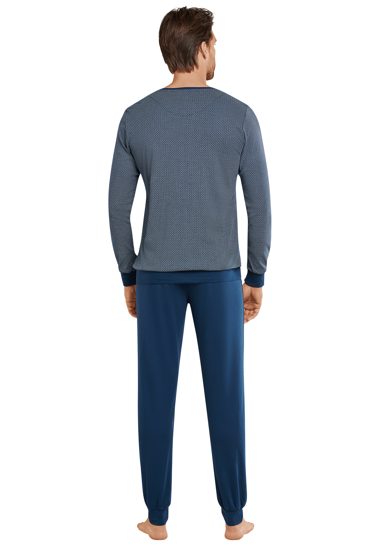 Schiesser – Pyjama Blauw - Mulder Fashion