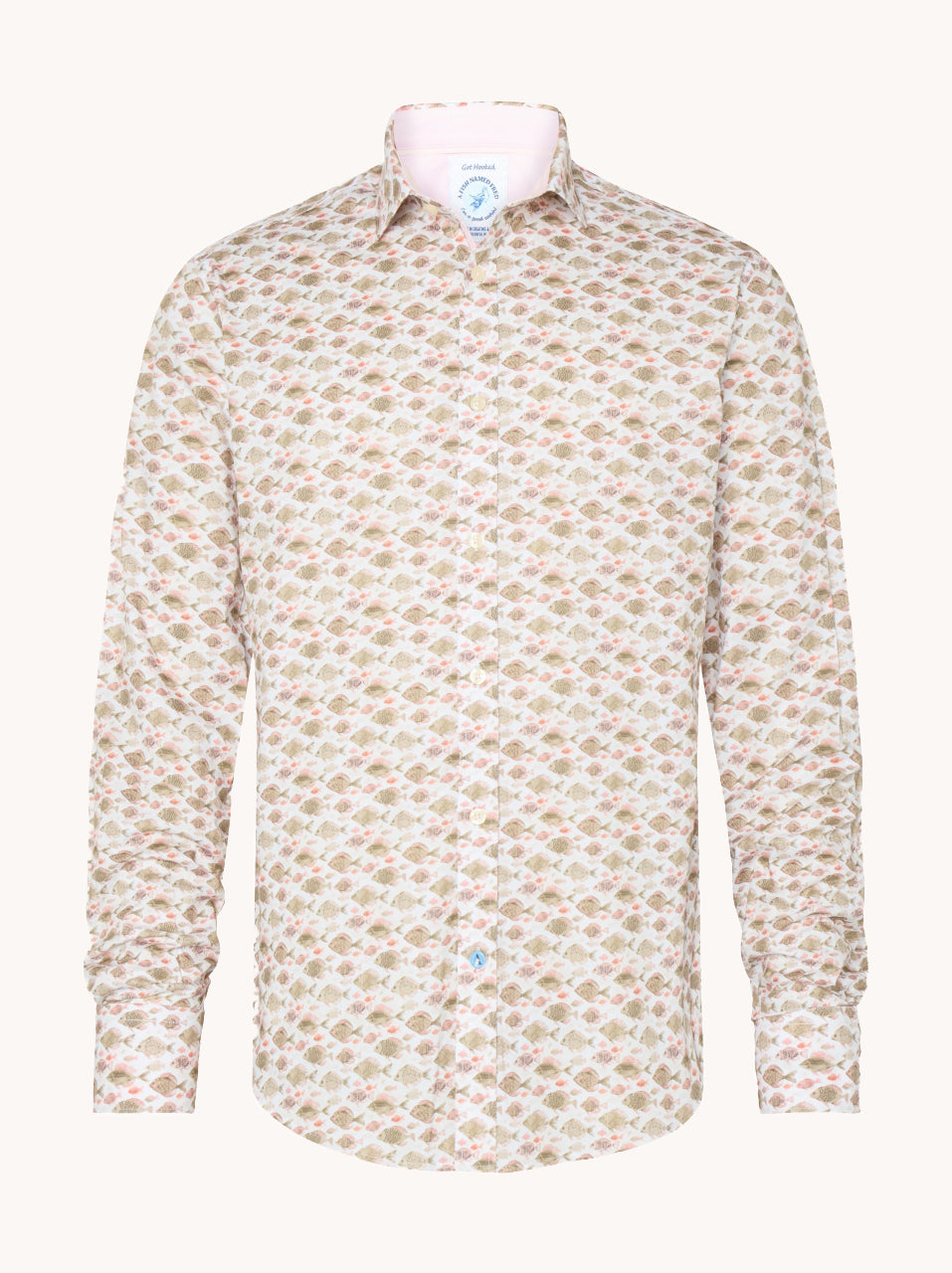 Beige overhemd met vissenpatroon