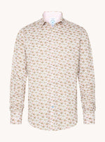 Afbeelding in Gallery-weergave laden, Beige overhemd met vissenpatroon
