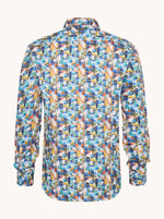 Afbeelding in Gallery-weergave laden, Blauw overhemd met huisjesprint
