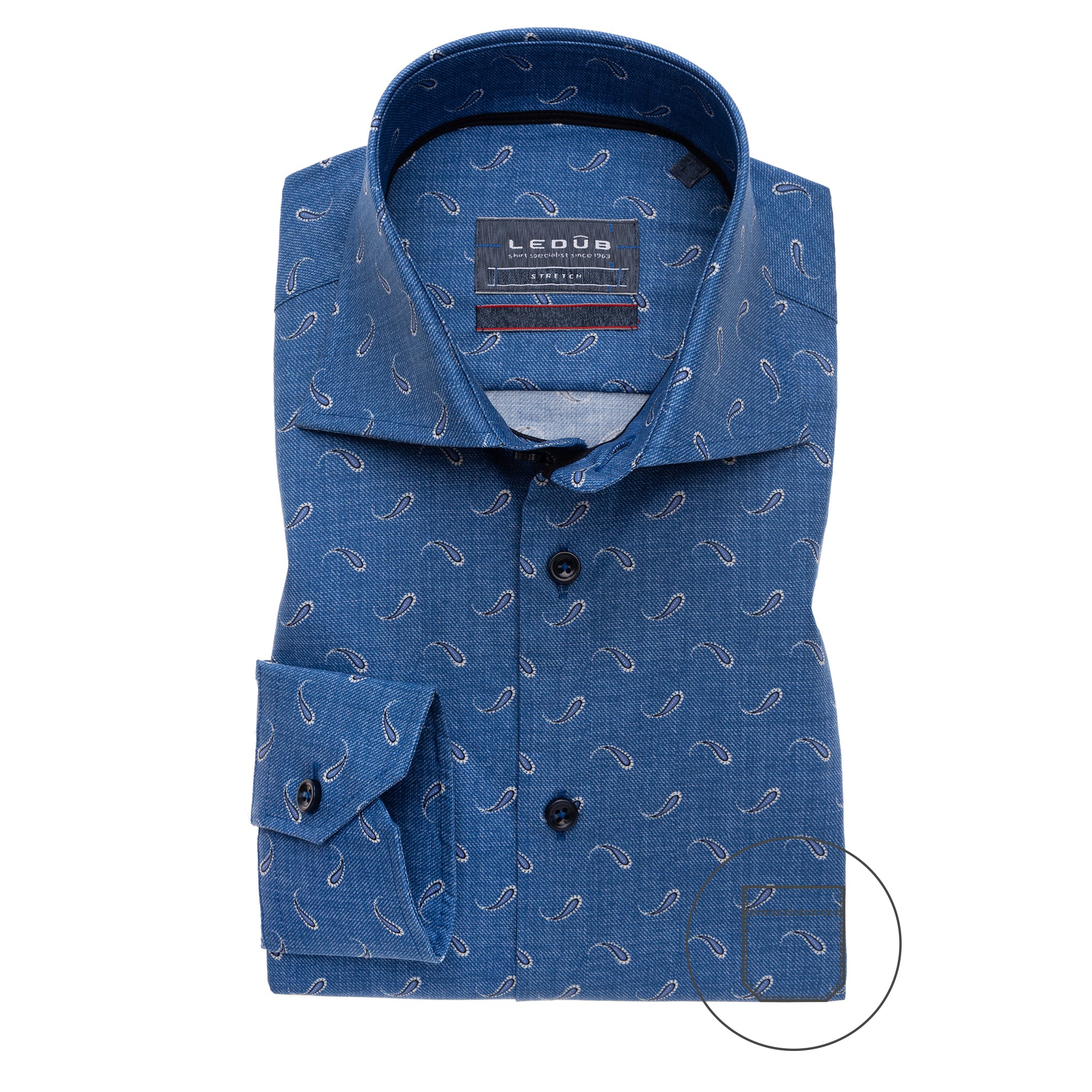 Ledûb – Shirt Helderblauw – Figuren - Mulder Fashion