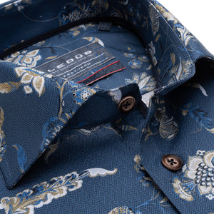Ledûb – Shirt Blauw – Bloemen - Mulder Fashion