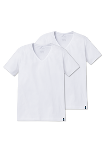 Schiesser – T-shirt 2 pack Wit V-hals – 95/5 - Mulder Fashion