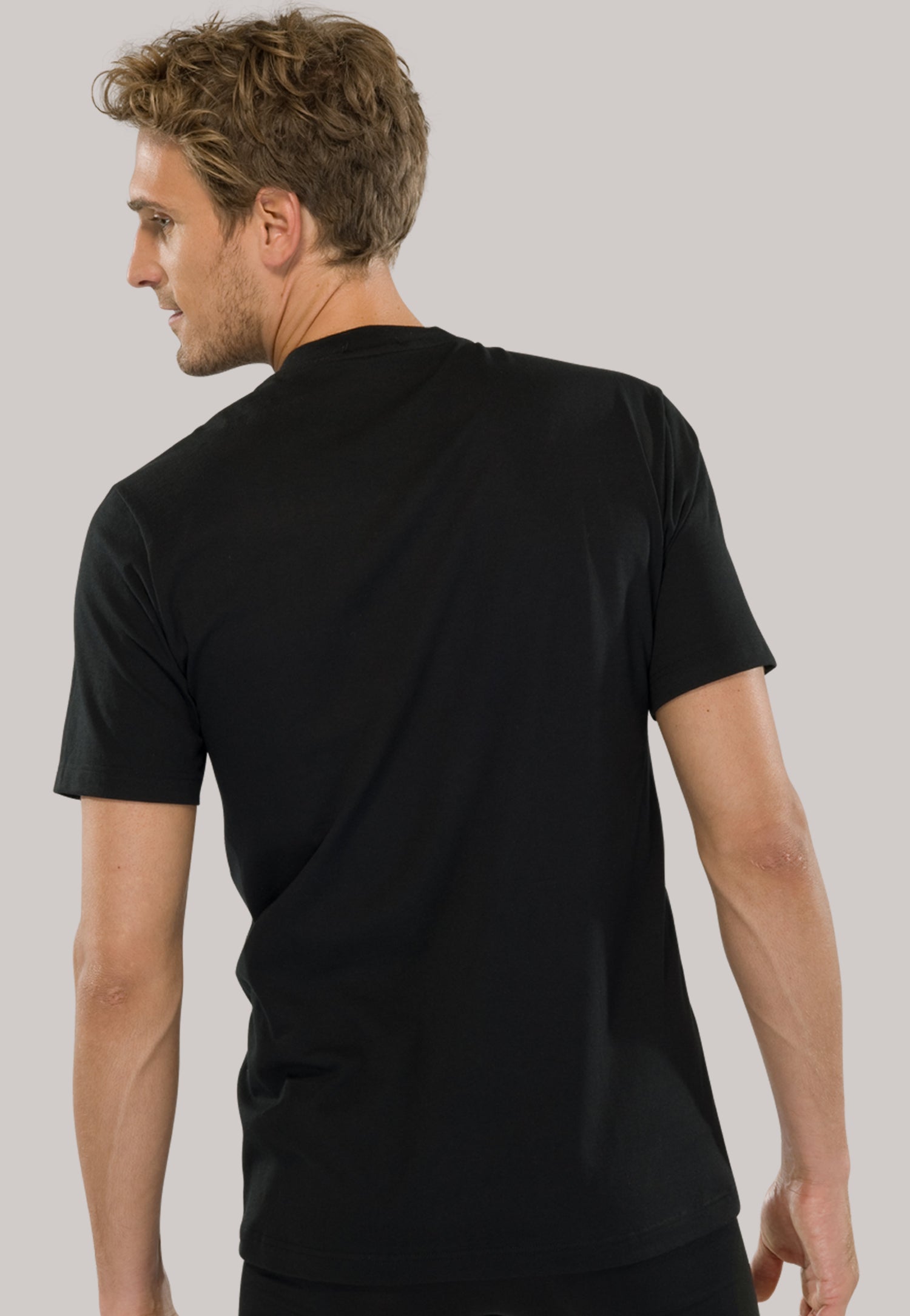 Schiesser – T-shirt 2 pack Zwart O-hals – American - Mulder Fashion
